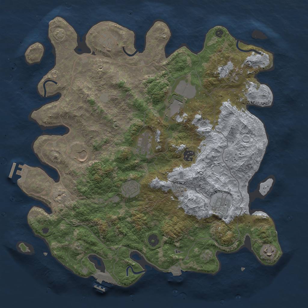 Rust Map: Procedural Map, Size: 4000, Seed: 337777, 18 Monuments