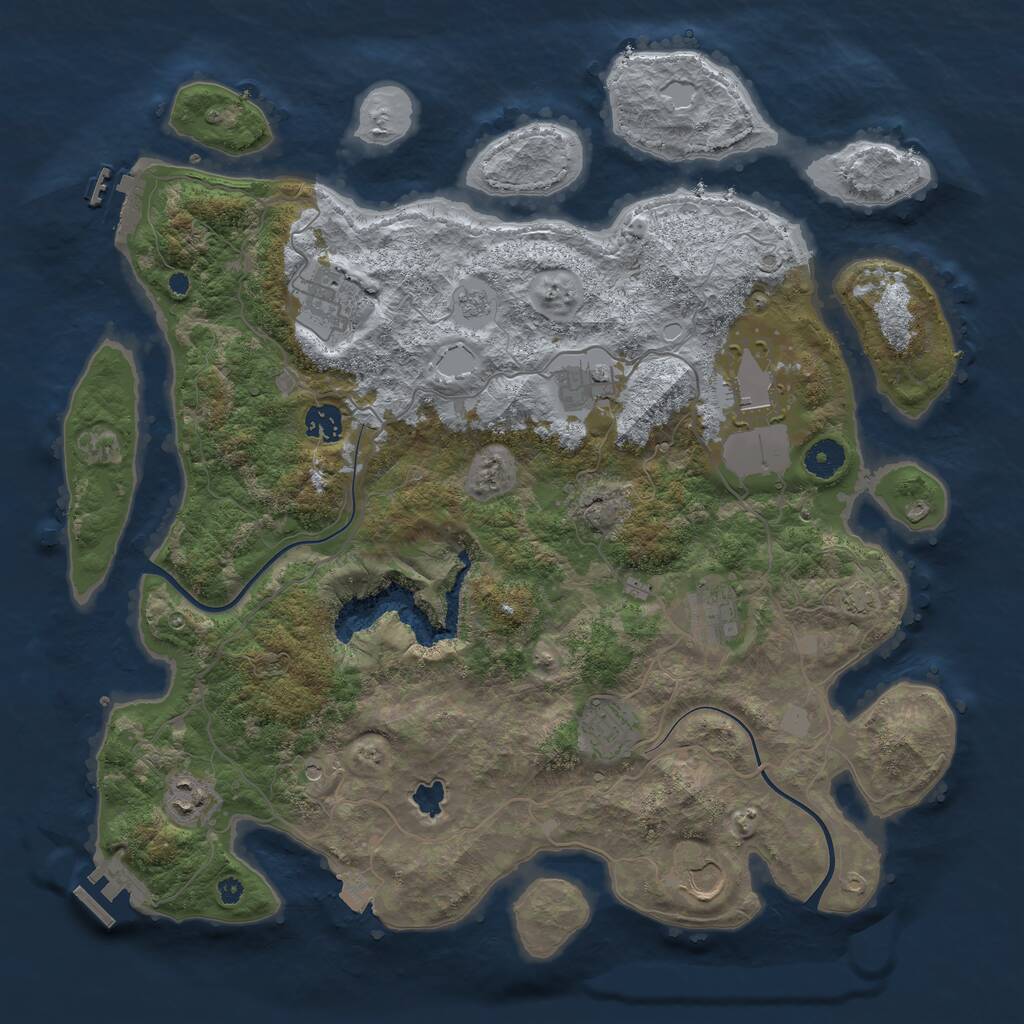 Rust Map: Procedural Map, Size: 4000, Seed: 297183968, 14 Monuments