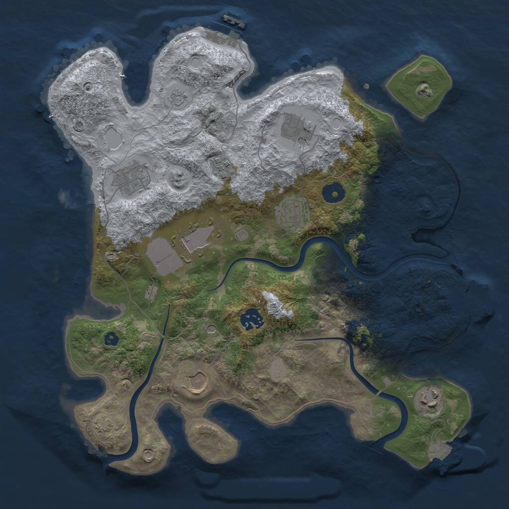 Rust Map: Procedural Map, Size: 3500, Seed: 1085913995, 14 Monuments