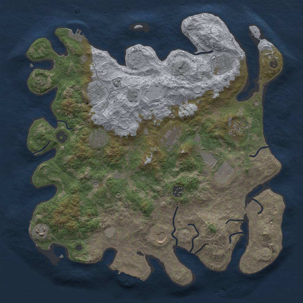 Rust Map: Procedural Map, Size: 3900, Seed: 51160, 18 Monuments