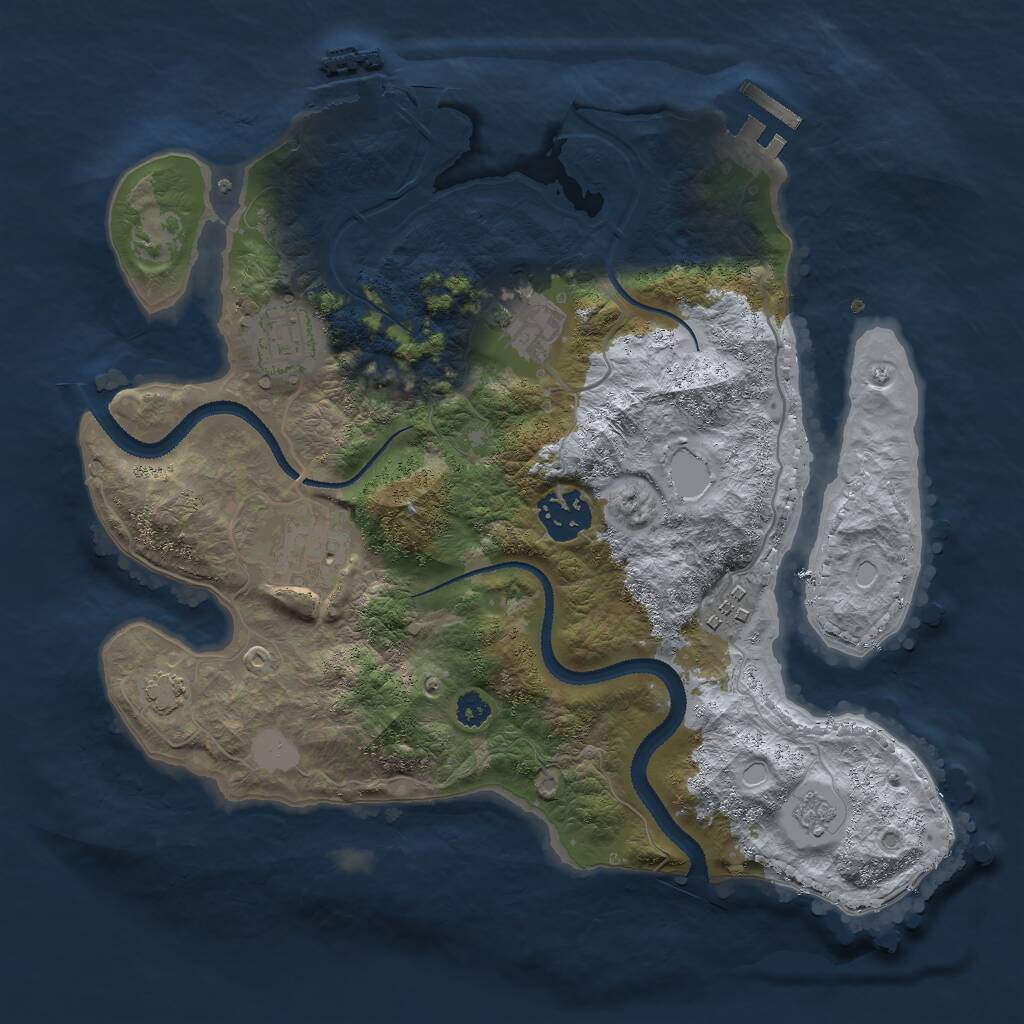 Rust Map: Procedural Map, Size: 3000, Seed: 29540, 10 Monuments