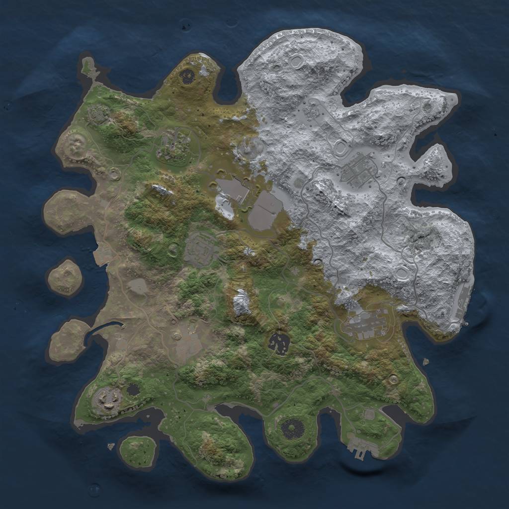 Rust Map: Procedural Map, Size: 3500, Seed: 2029356511, 15 Monuments
