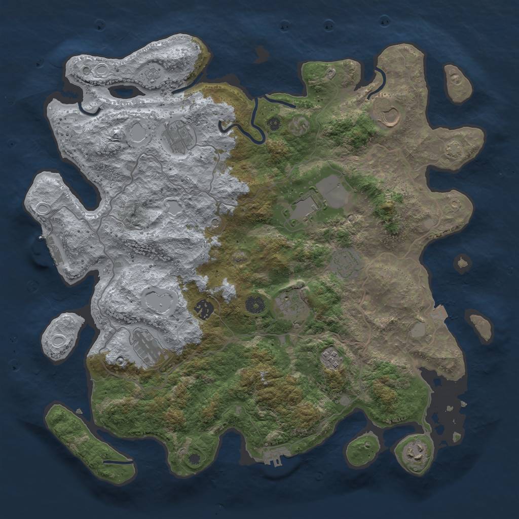 Rust Map: Procedural Map, Size: 4100, Seed: 511998466, 17 Monuments