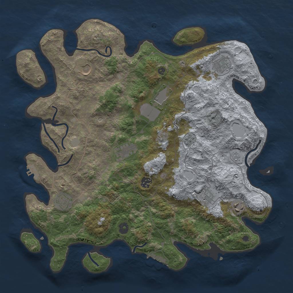 Rust Map: Procedural Map, Size: 4000, Seed: 121096, 16 Monuments
