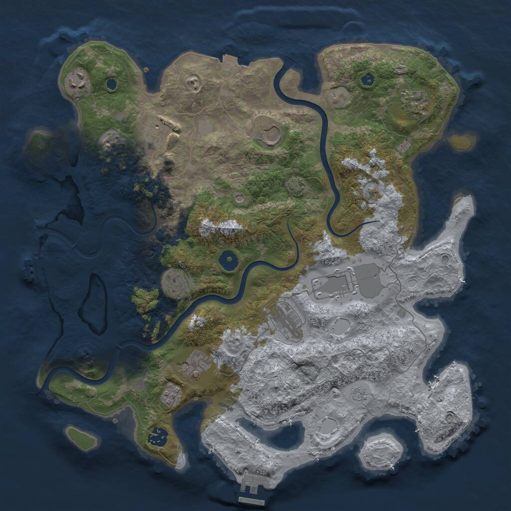 Rust Map: Procedural Map, Size: 3950, Seed: 626508644, 16 Monuments