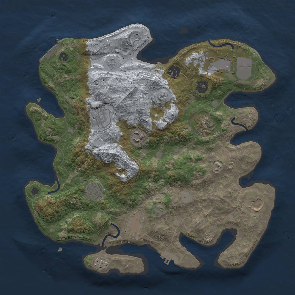 Rust Map: Procedural Map, Size: 3500, Seed: 1022339820, 16 Monuments