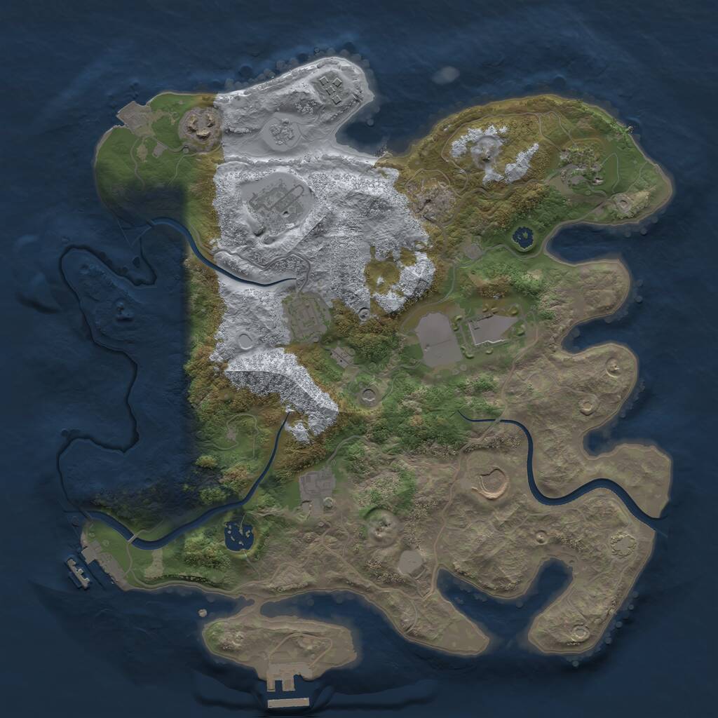 Rust Map: Procedural Map, Size: 3500, Seed: 1022339820, 15 Monuments