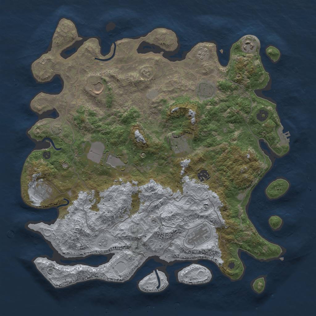 Rust Map: Procedural Map, Size: 4050, Seed: 1711315847, 16 Monuments