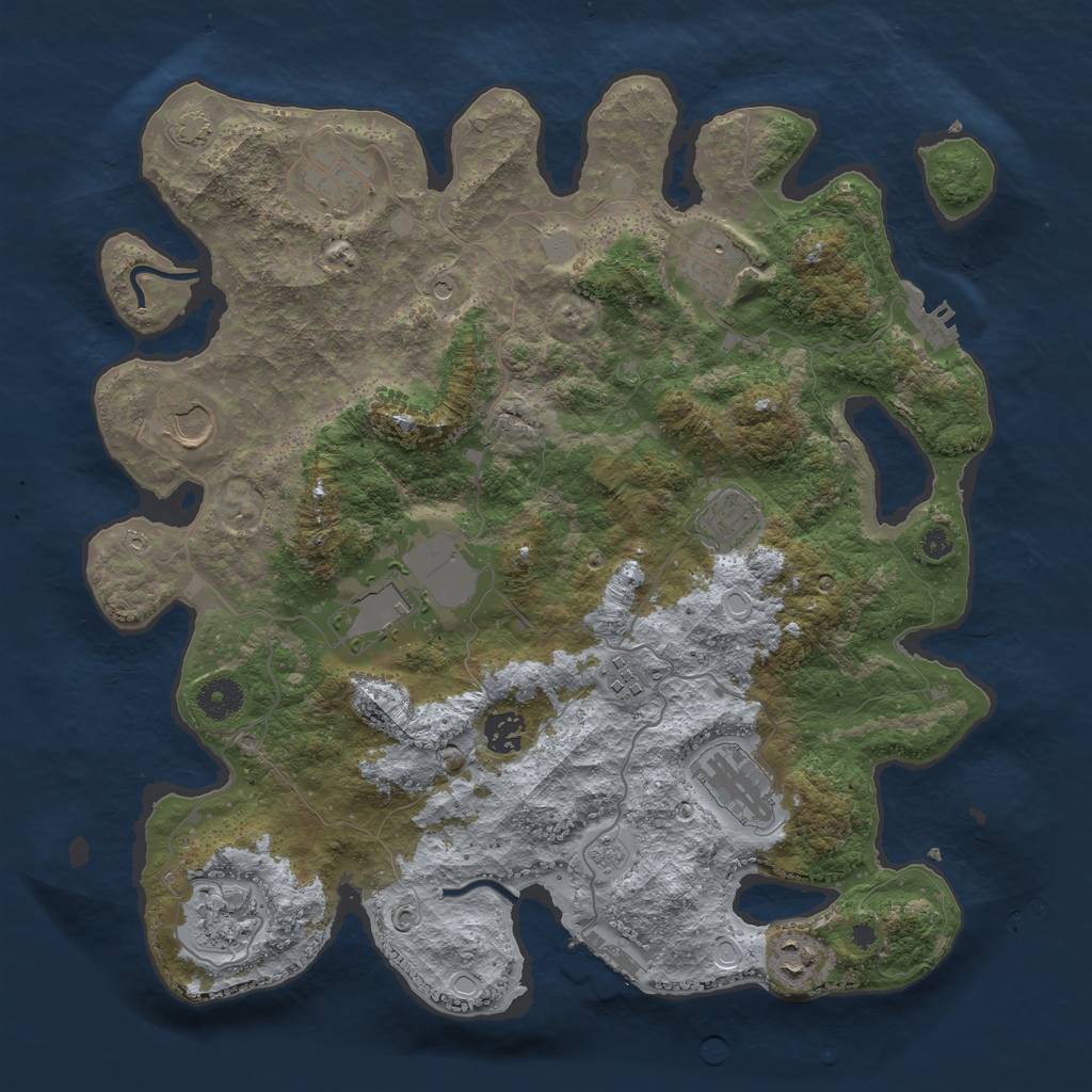 Rust Map: Procedural Map, Size: 3850, Seed: 734030, 18 Monuments