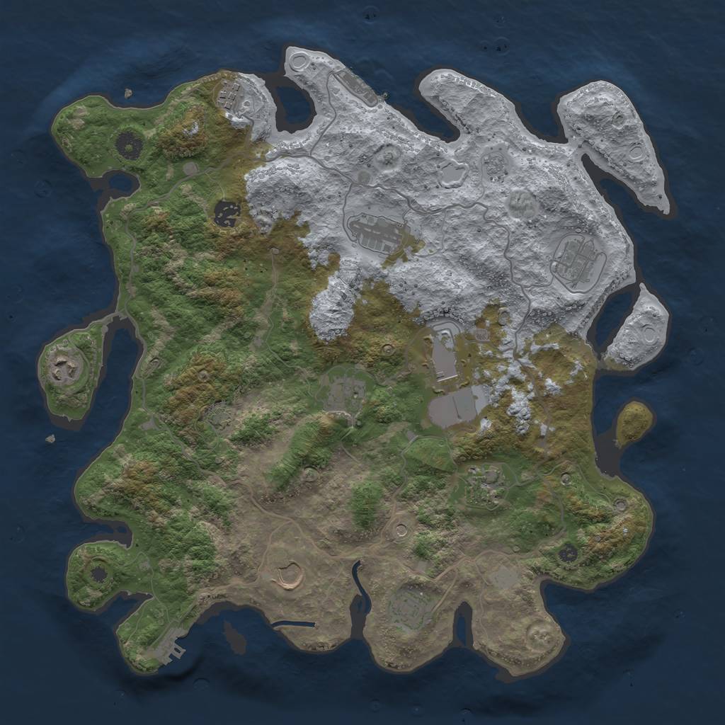 Rust Map: Procedural Map, Size: 4000, Seed: 504730089, 18 Monuments