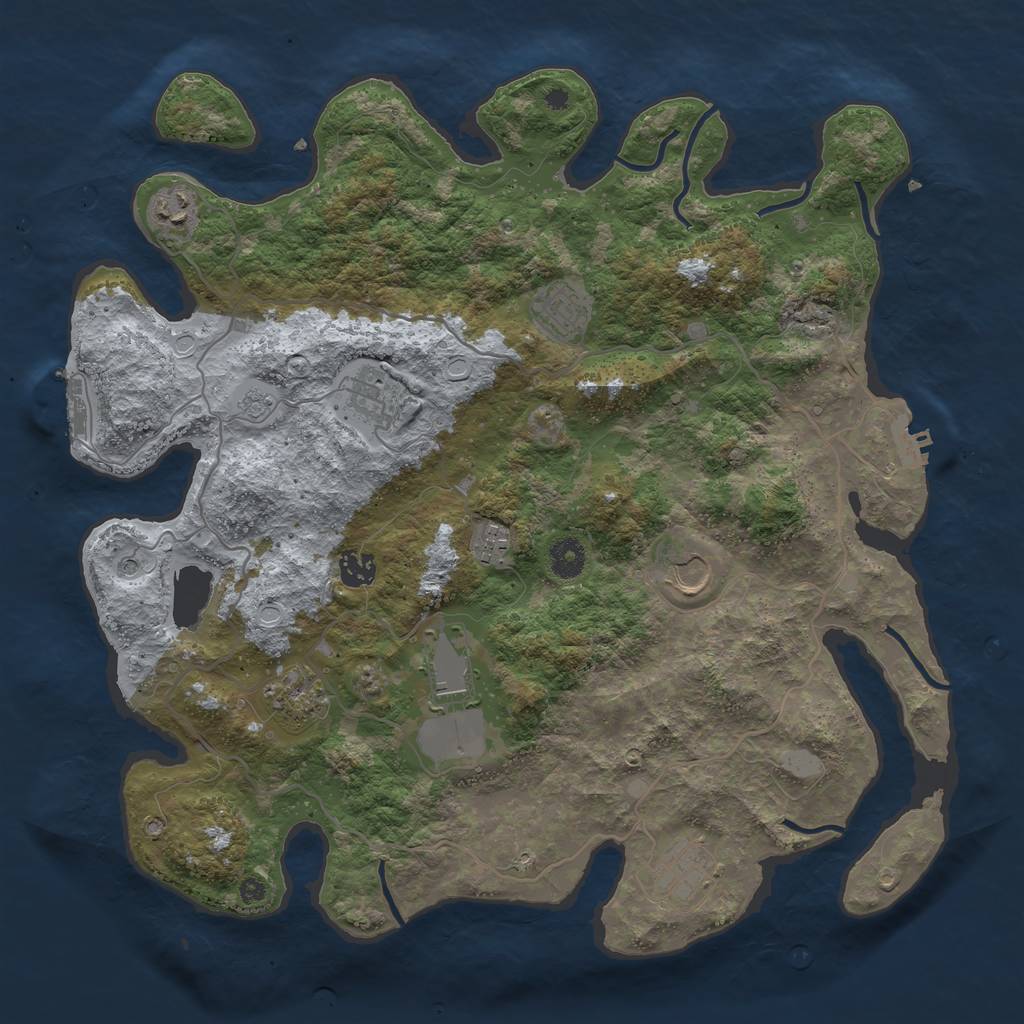 Rust Map: Procedural Map, Size: 4000, Seed: 703785, 16 Monuments