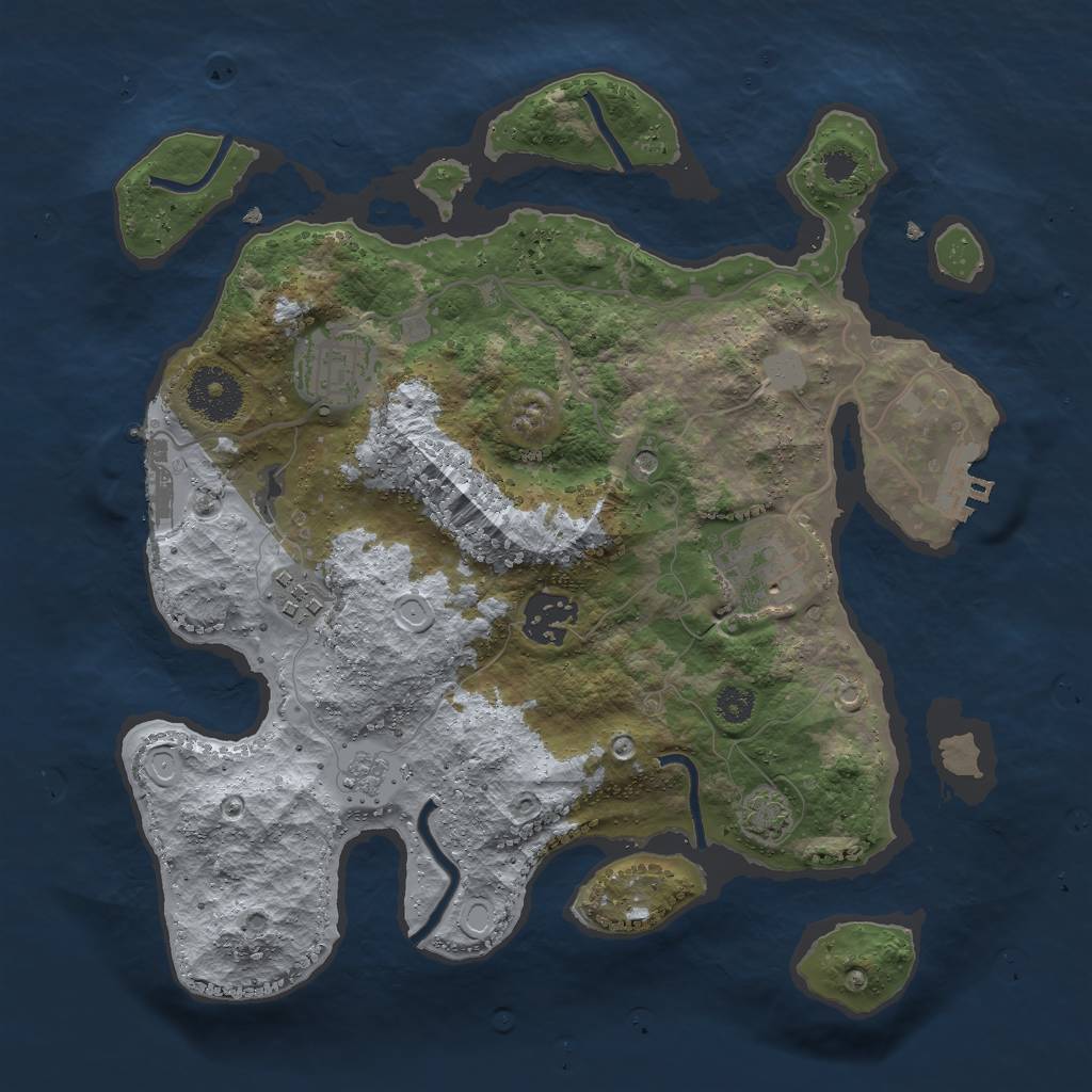 Rust Map: Procedural Map, Size: 3000, Seed: 9175, 12 Monuments