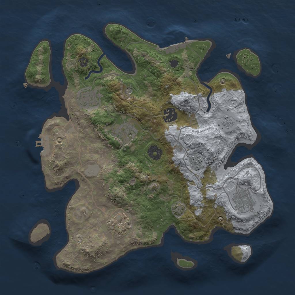 Rust Map: Procedural Map, Size: 3000, Seed: 827373979, 14 Monuments