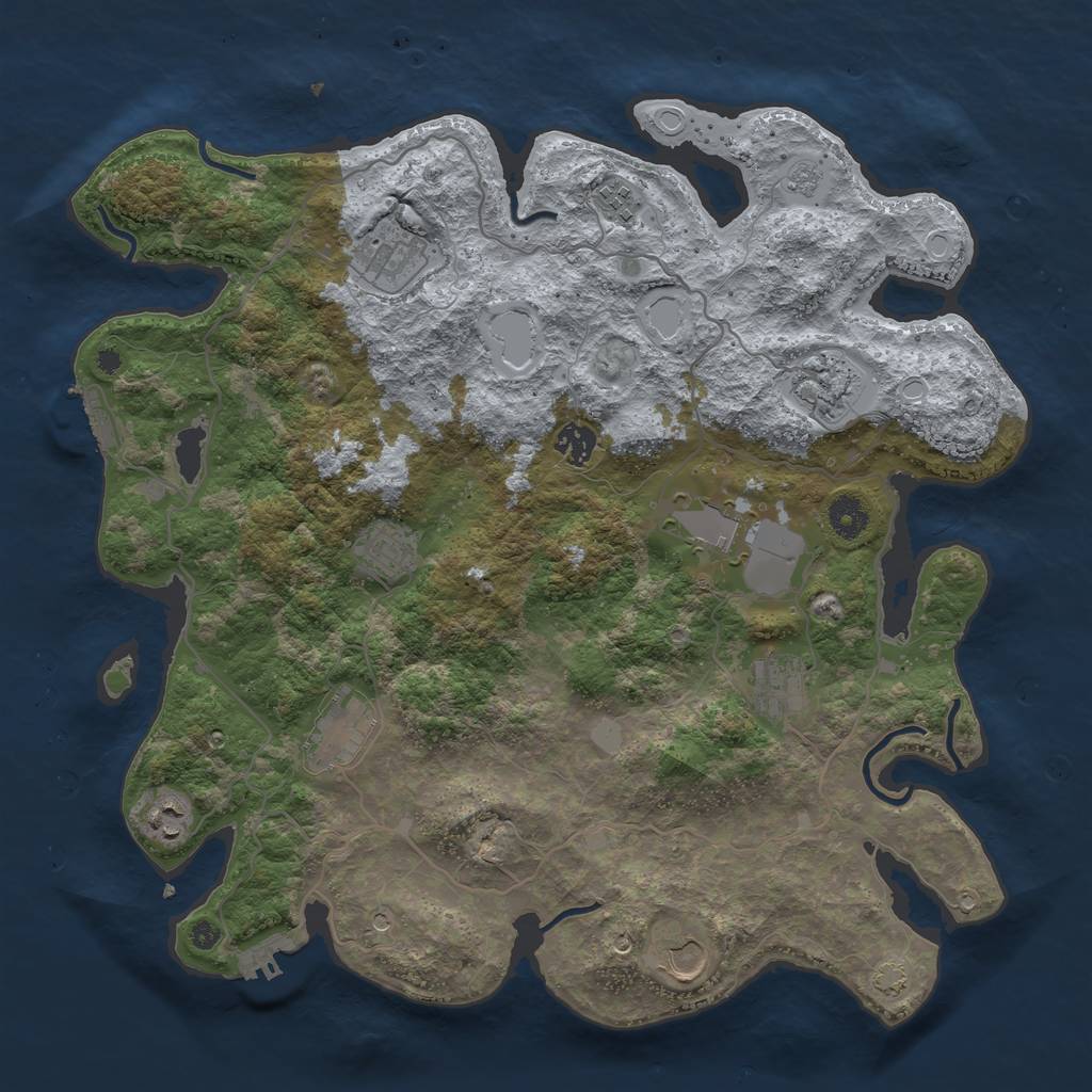 Rust Map: Procedural Map, Size: 4000, Seed: 4222, 18 Monuments