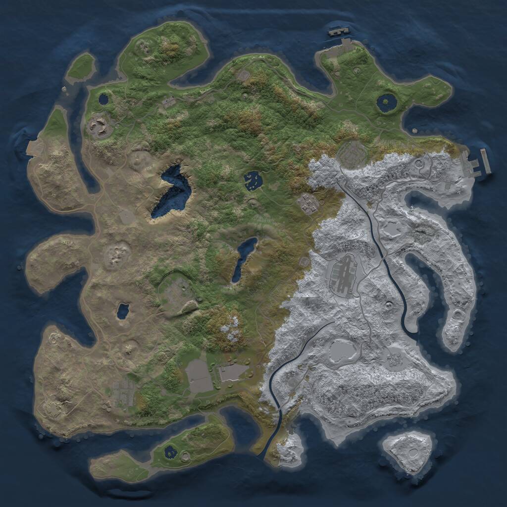 Rust Map: Procedural Map, Size: 4000, Seed: 430782, 14 Monuments