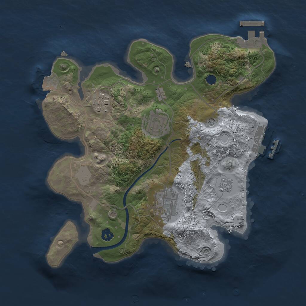 Rust Map: Procedural Map, Size: 2500, Seed: 275460860, 8 Monuments