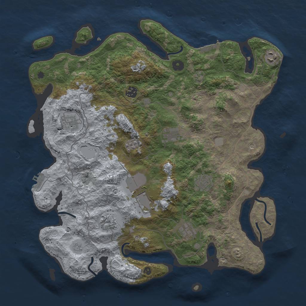 Rust Map: Procedural Map, Size: 4000, Seed: 820134, 16 Monuments