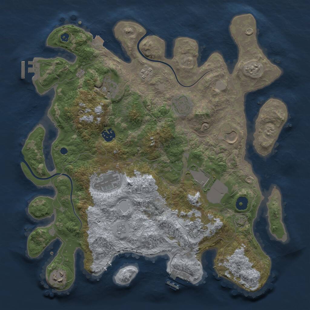 Rust Map: Procedural Map, Size: 3600, Seed: 8675309, 14 Monuments