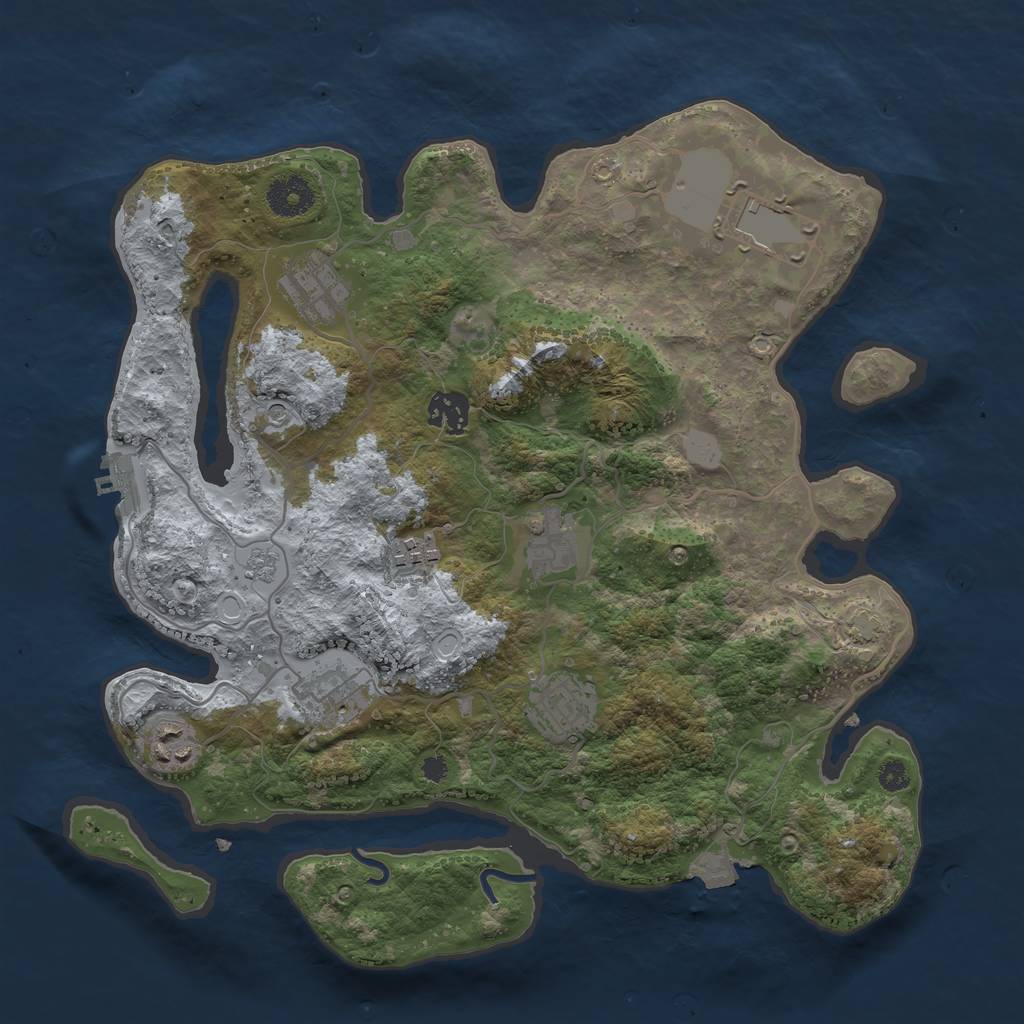 Rust Map: Procedural Map, Size: 3500, Seed: 1160085877, 15 Monuments