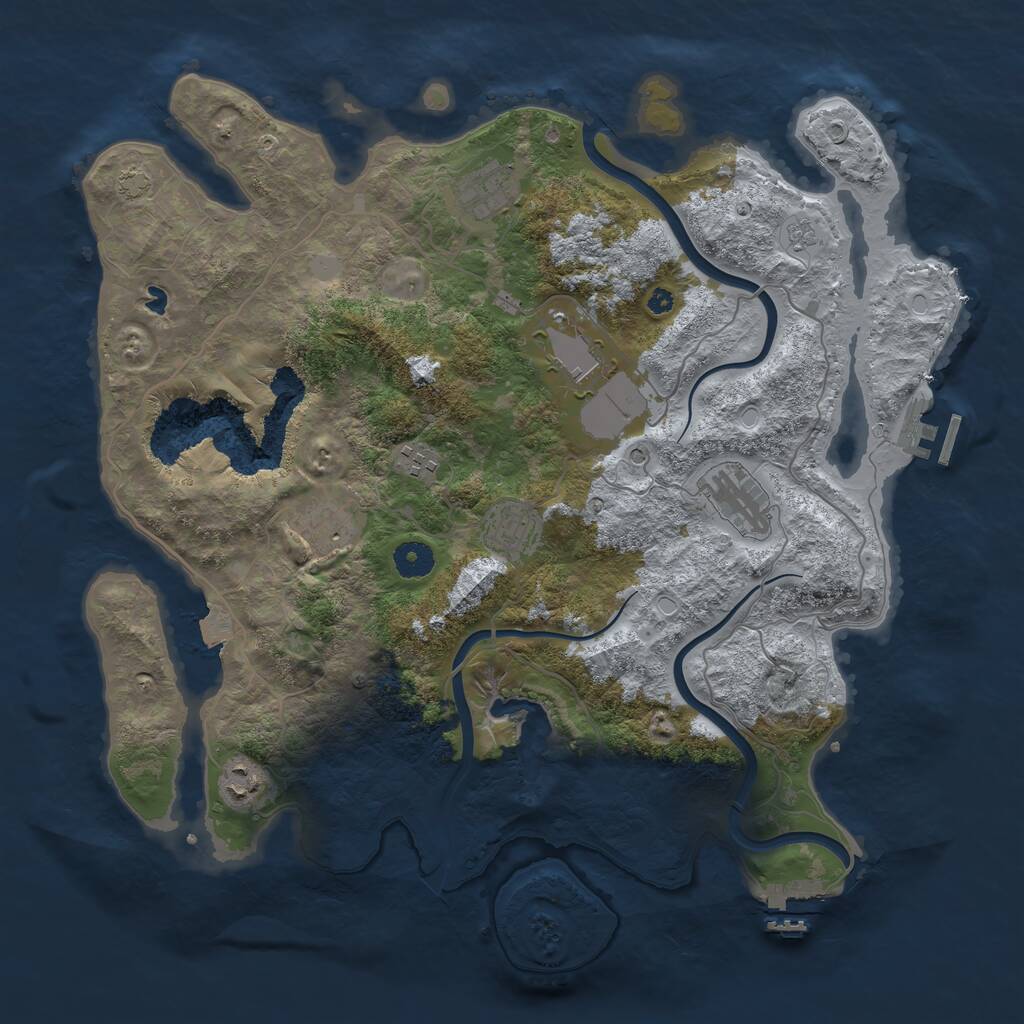 Rust Map: Procedural Map, Size: 4000, Seed: 948645, 13 Monuments