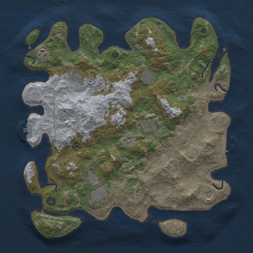 Rust Map: Procedural Map, Size: 4000, Seed: 416126, 16 Monuments