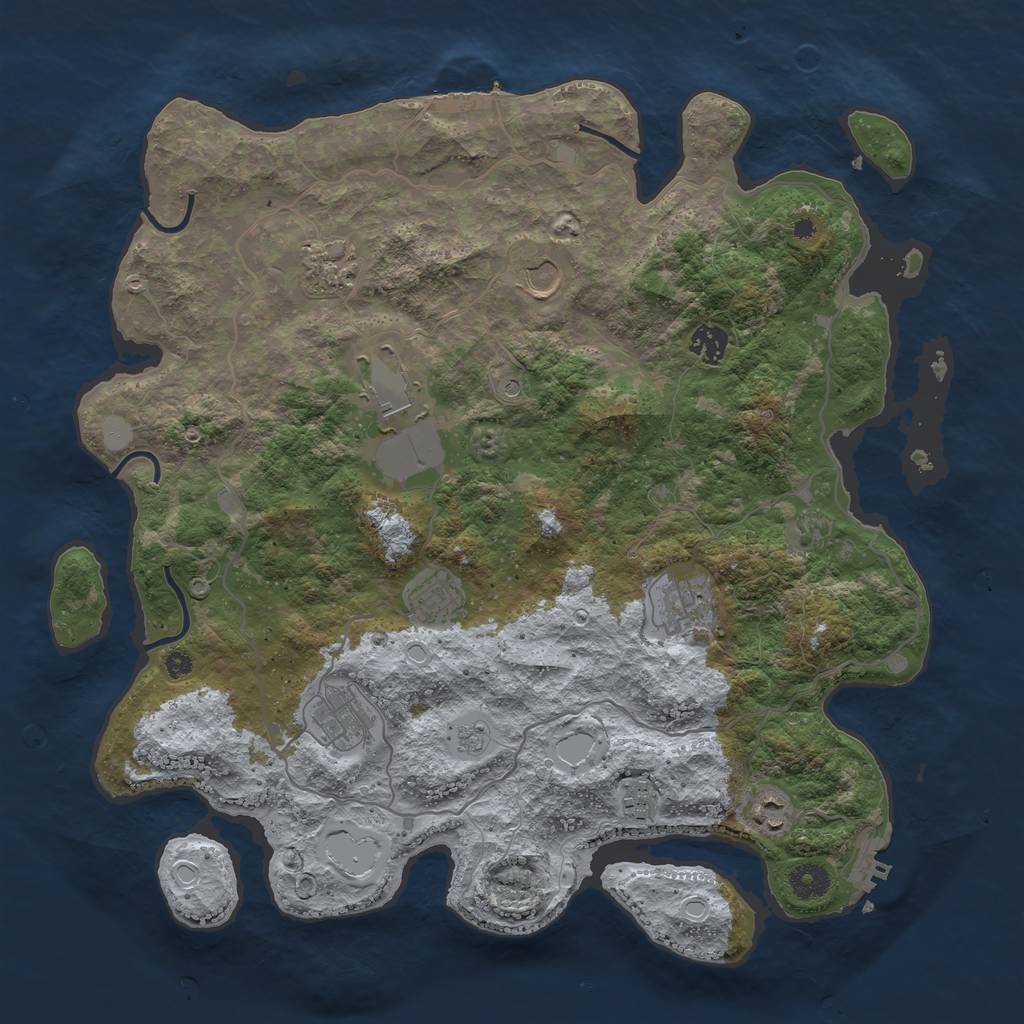 Rust Map: Procedural Map, Size: 4000, Seed: 877008, 16 Monuments
