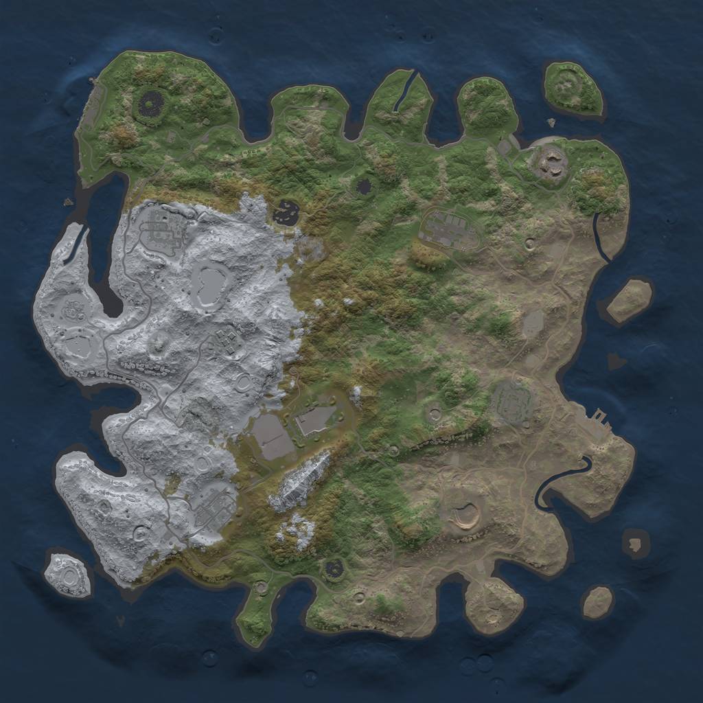 Rust Map: Procedural Map, Size: 4000, Seed: 361309, 16 Monuments