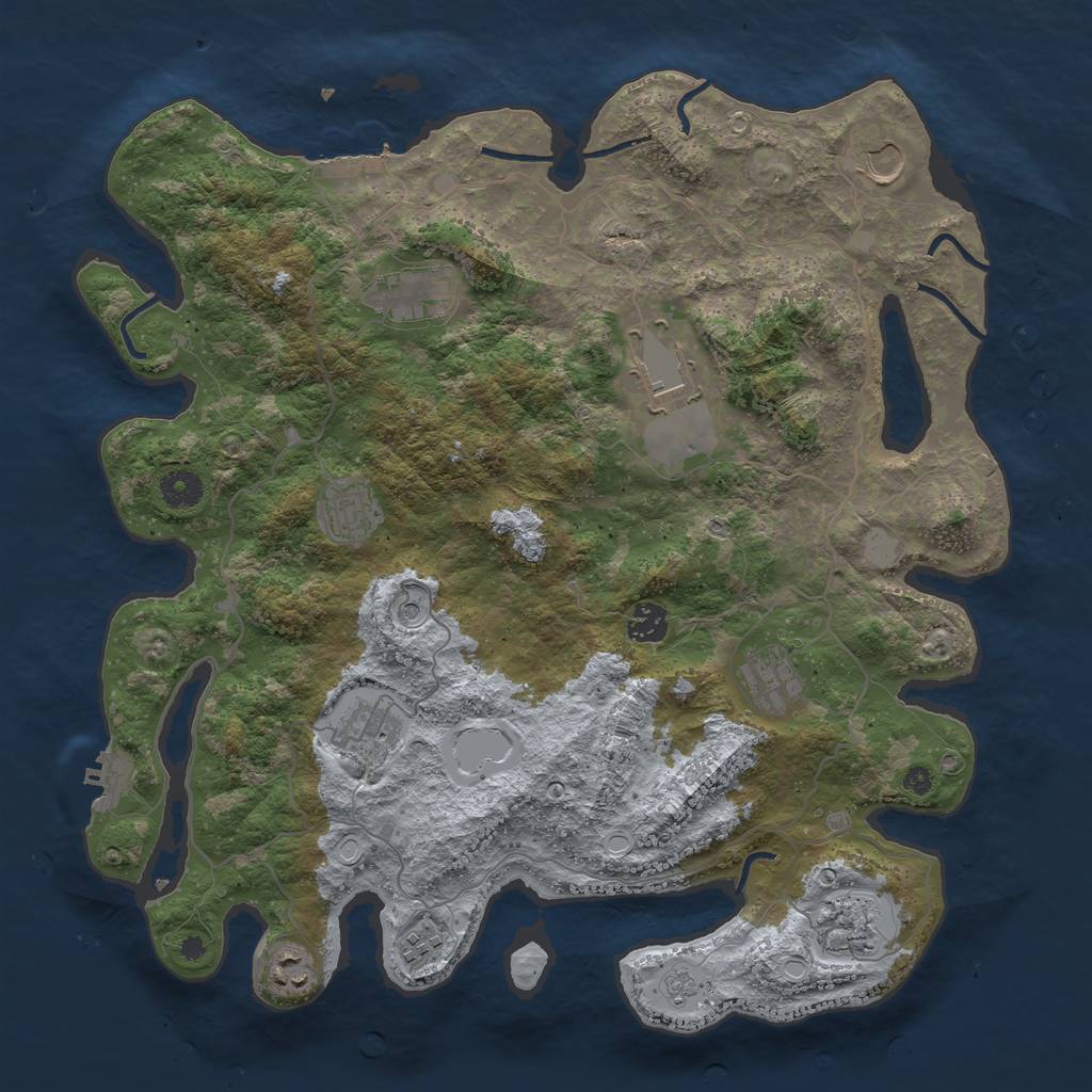 Rust Map: Procedural Map, Size: 4000, Seed: 969209, 17 Monuments