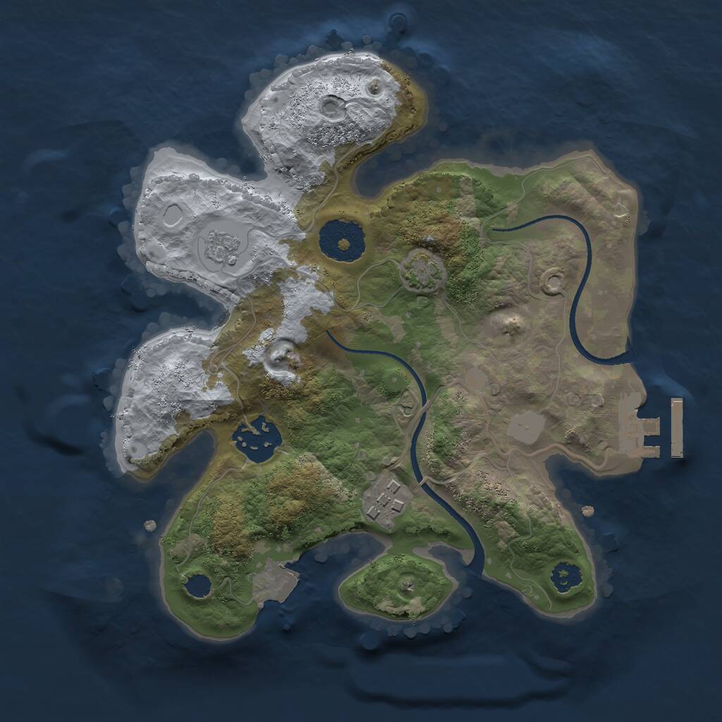 Rust Map: Procedural Map, Size: 2434, Seed: 7684, 6 Monuments