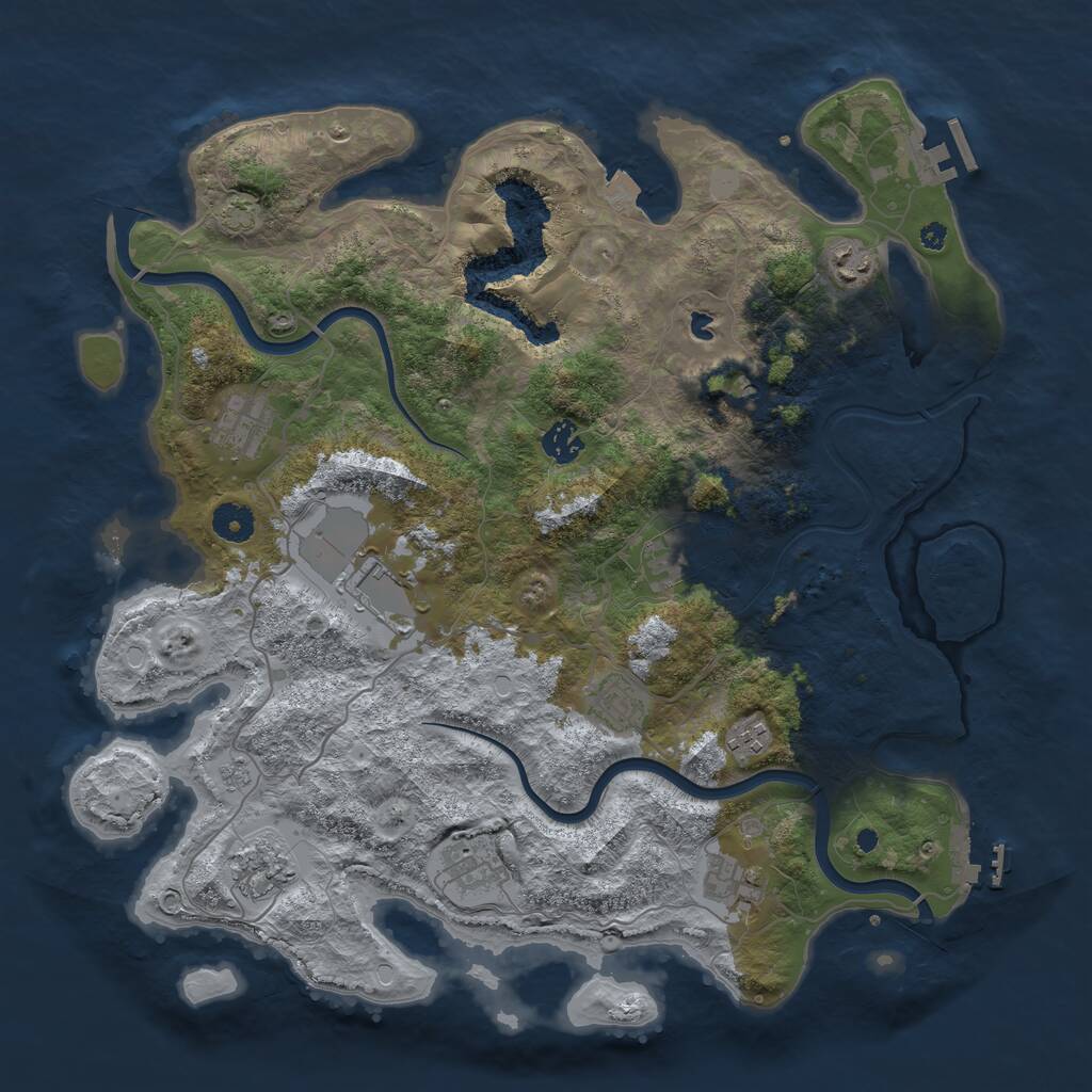 Rust Map: Procedural Map, Size: 4000, Seed: 80050652, 16 Monuments