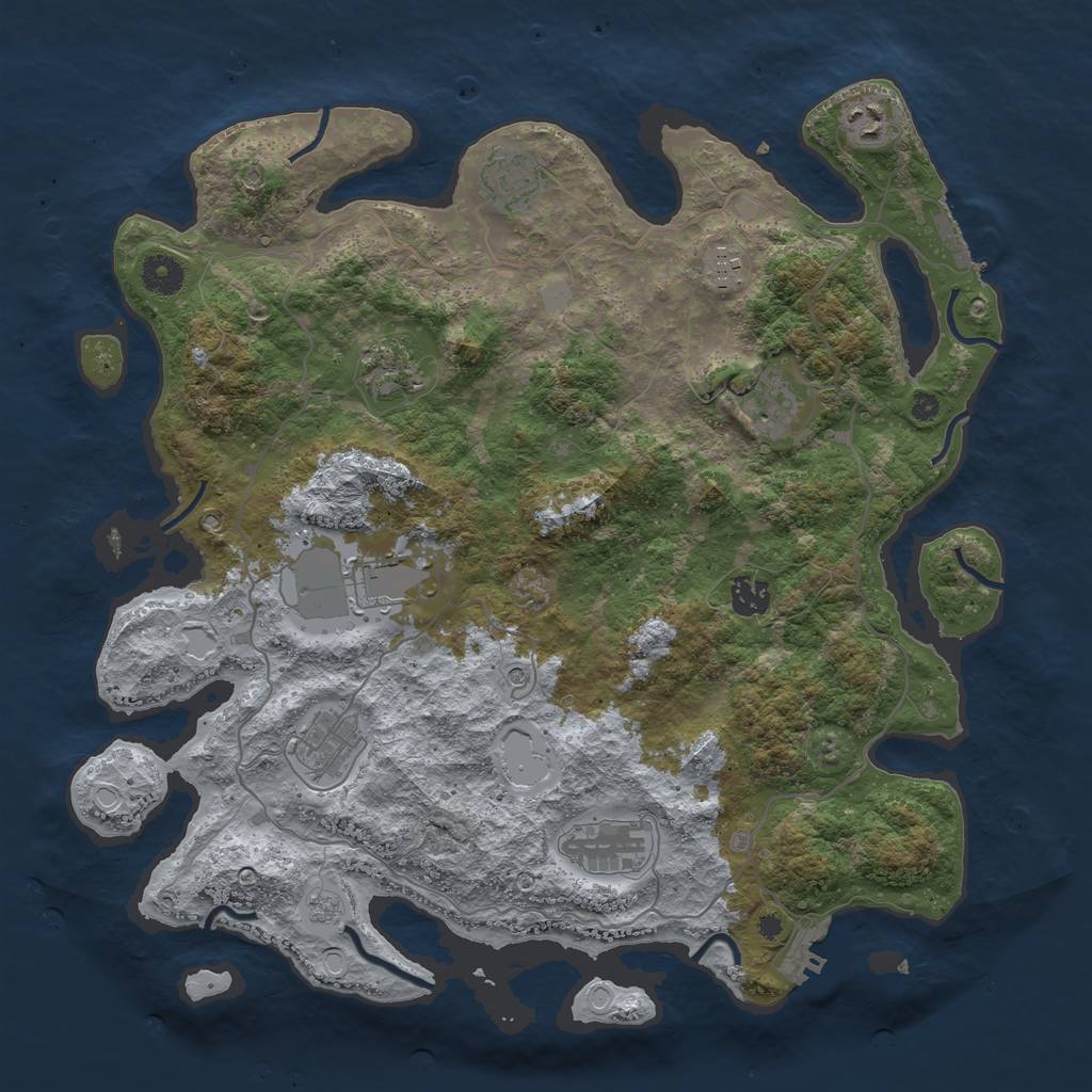 Rust Map: Procedural Map, Size: 4000, Seed: 80050652, 16 Monuments