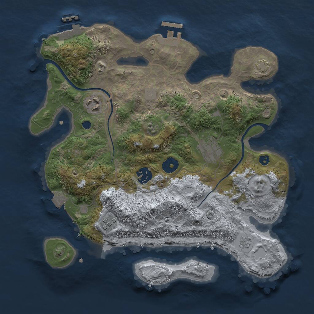 Rust Map: Procedural Map, Size: 3000, Seed: 3924, 9 Monuments
