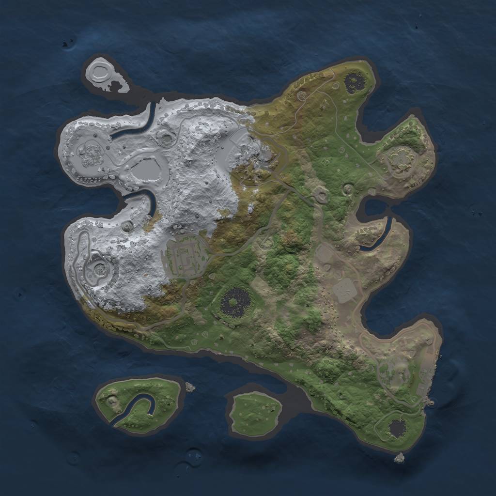 Rust Map: Procedural Map, Size: 2500, Seed: 679862, 9 Monuments