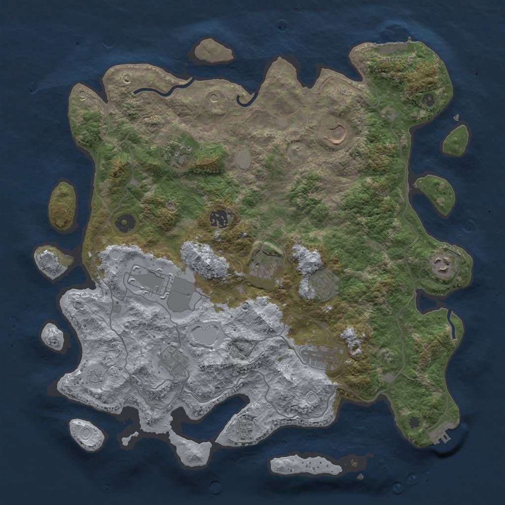 Rust Map: Procedural Map, Size: 4000, Seed: 3004, 17 Monuments