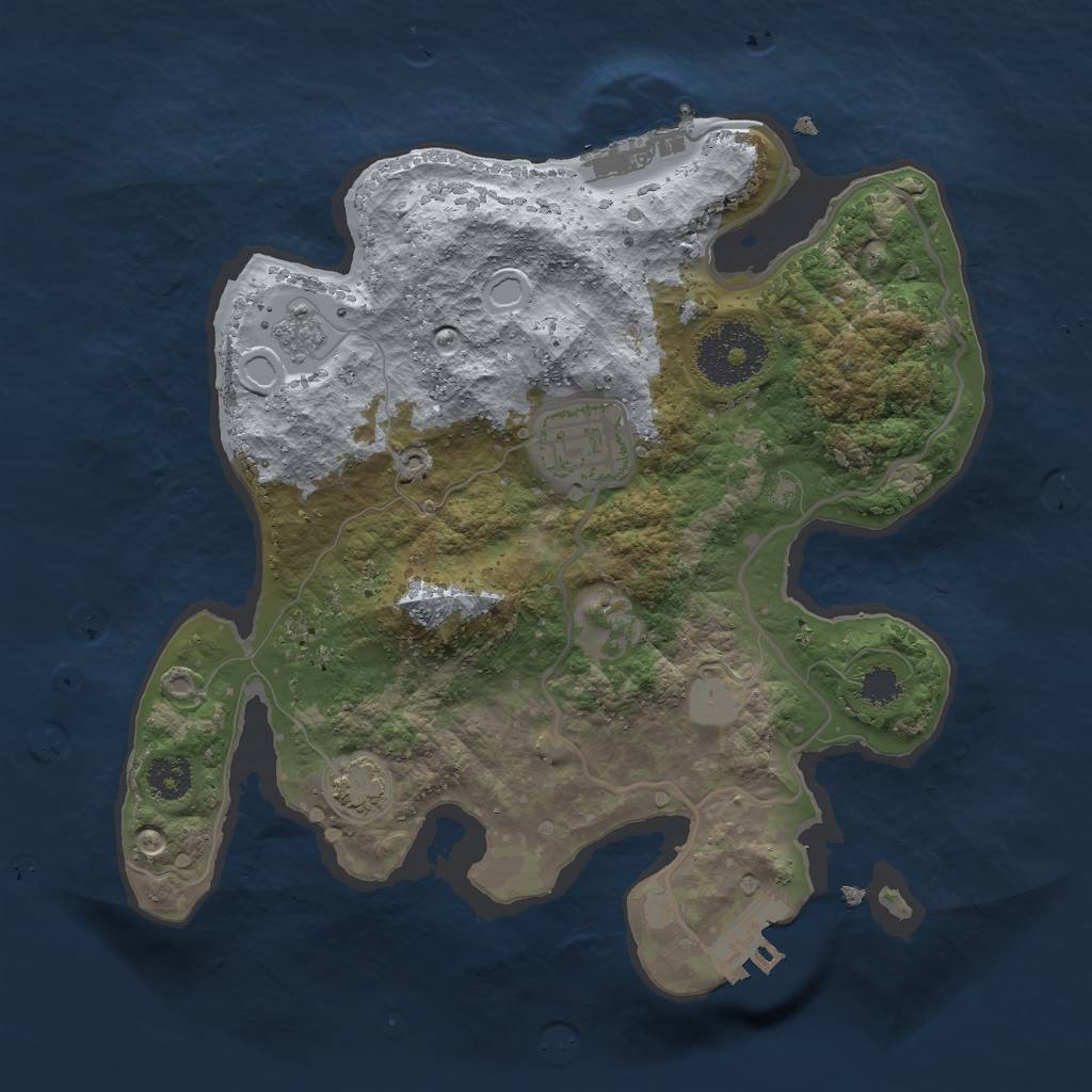 Rust Map: Procedural Map, Size: 2500, Seed: 650516266, 8 Monuments