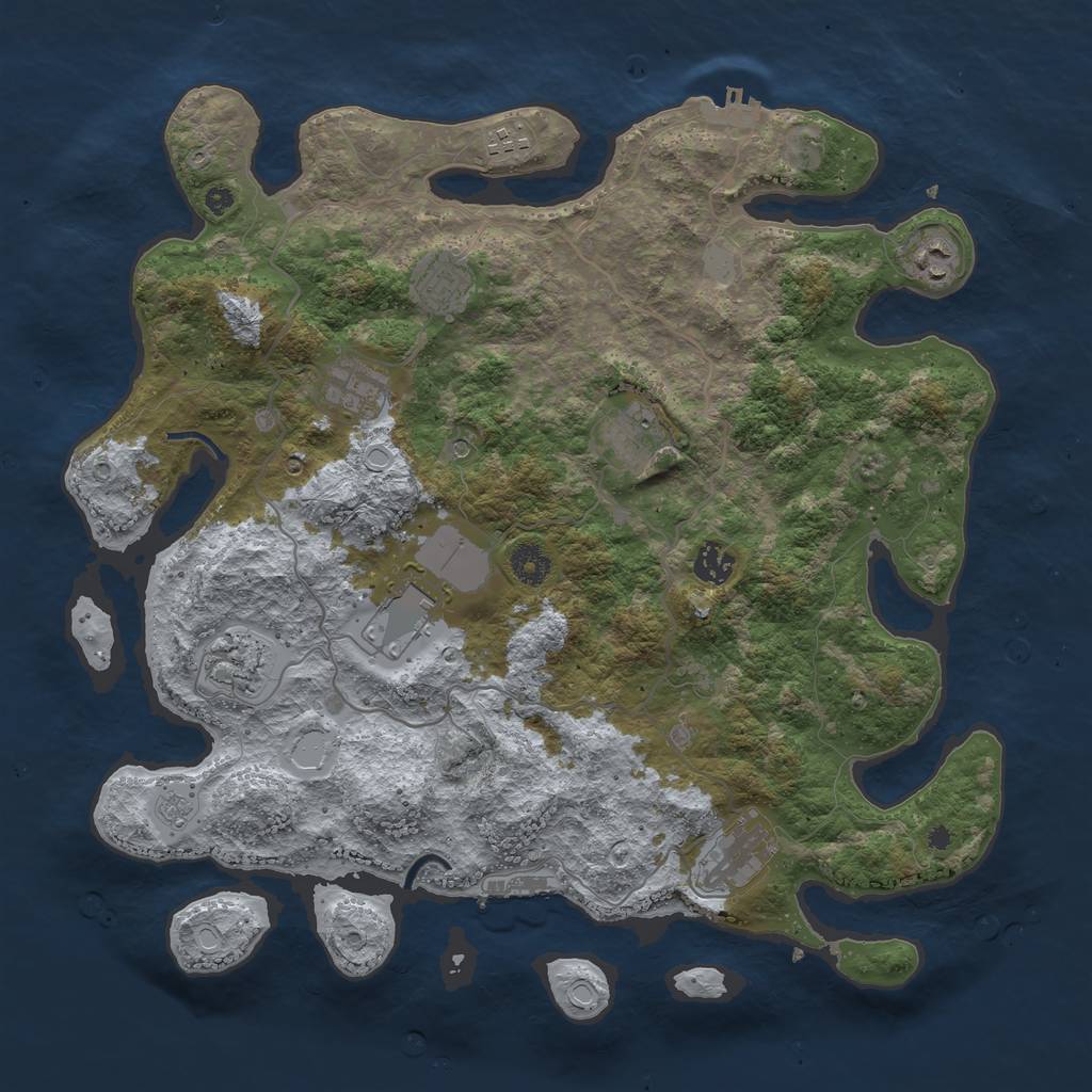Rust Map: Procedural Map, Size: 4000, Seed: 258199, 16 Monuments