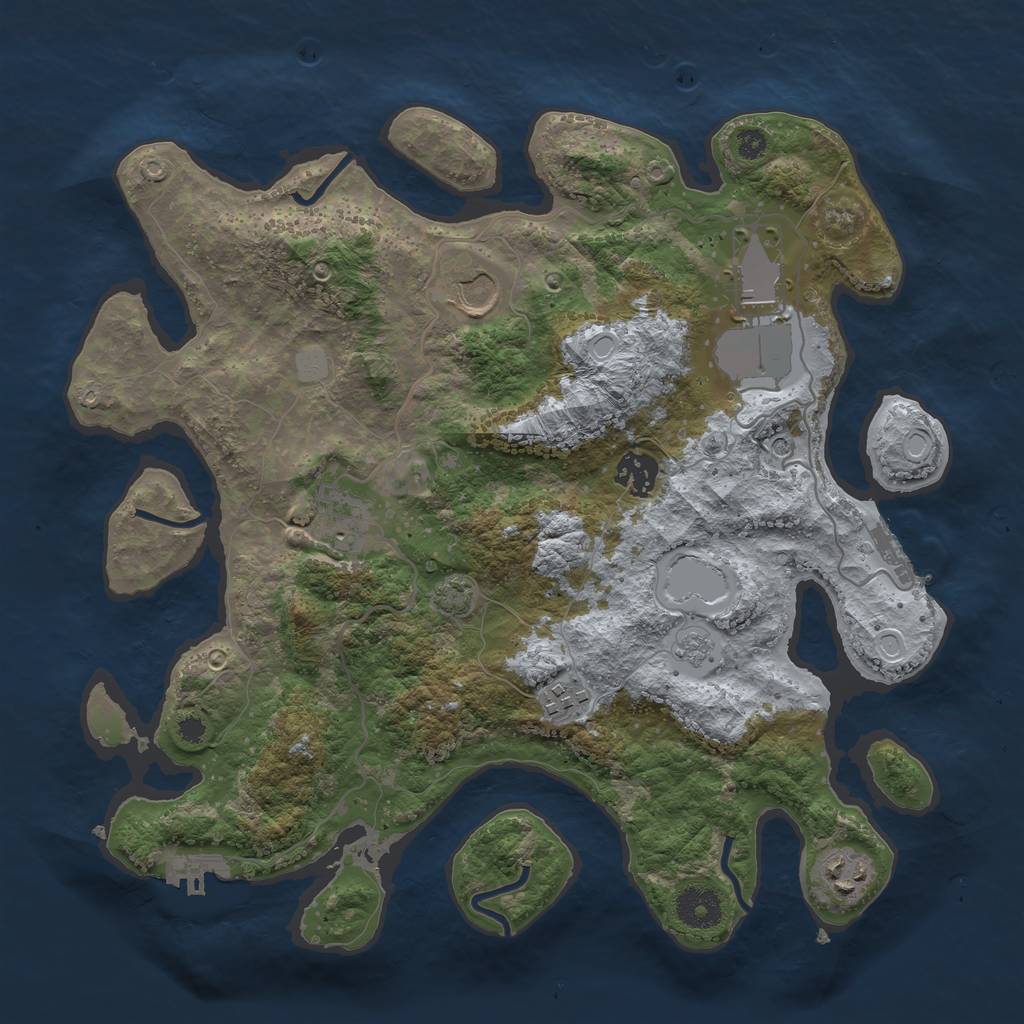 Rust Map: Procedural Map, Size: 3500, Seed: 3716859, 14 Monuments