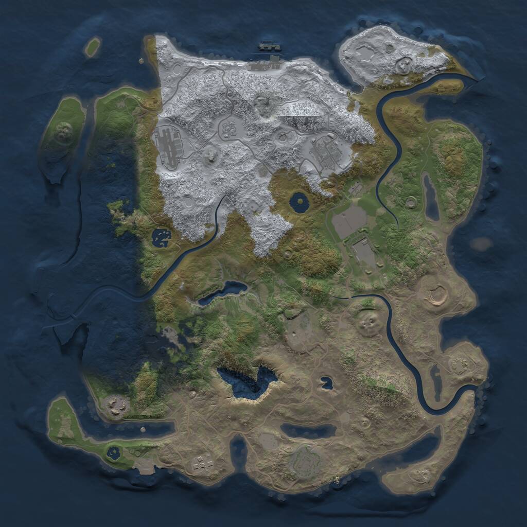 Rust Map: Procedural Map, Size: 4000, Seed: 935349, 16 Monuments
