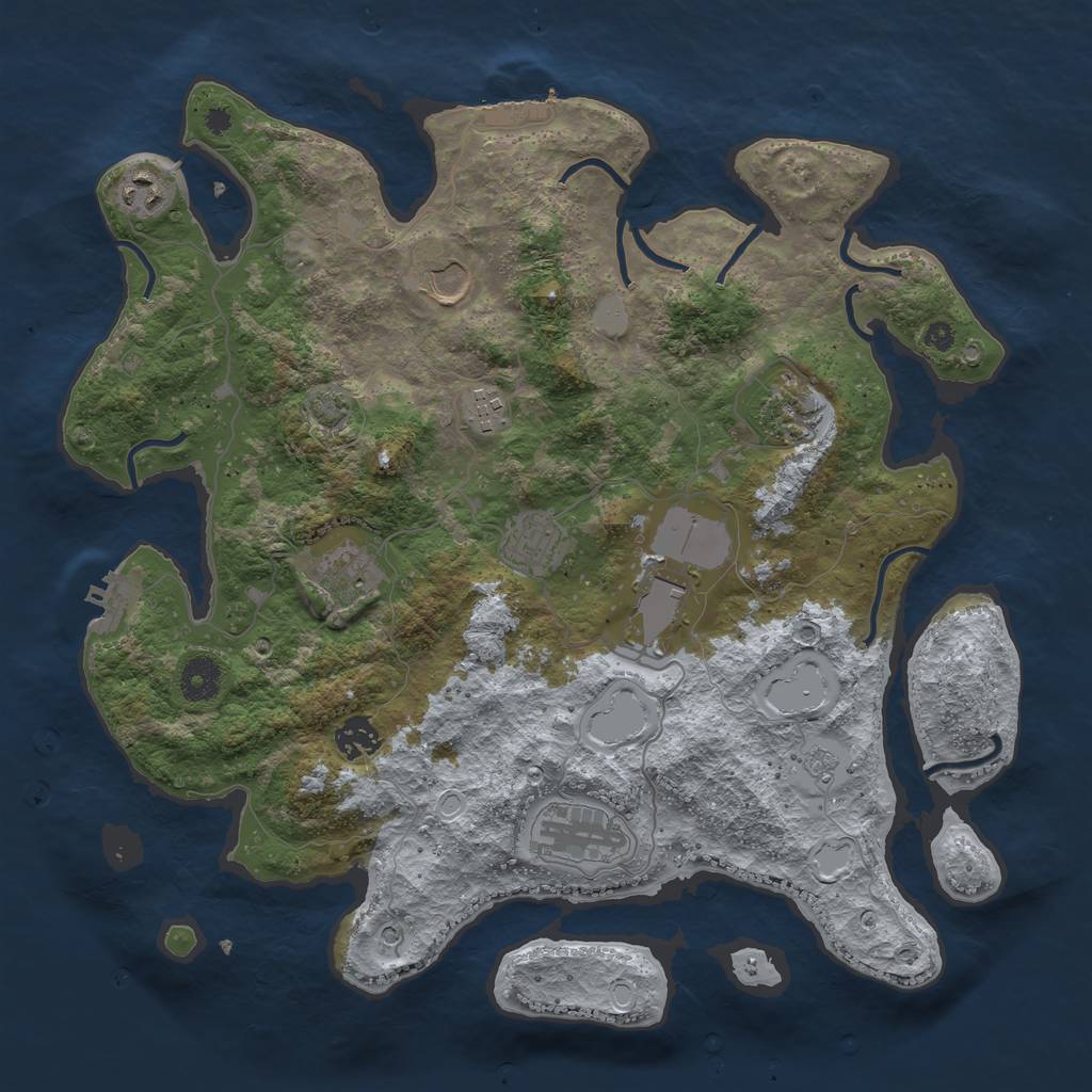 Rust Map: Procedural Map, Size: 3800, Seed: 20042023, 17 Monuments