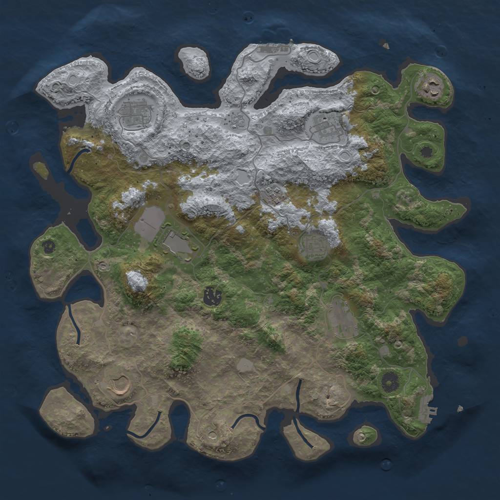 Rust Map: Procedural Map, Size: 3900, Seed: 1401503977, 16 Monuments