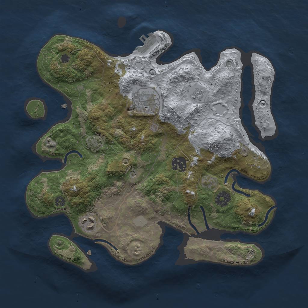 Rust Map: Procedural Map, Size: 3000, Seed: 659327, 10 Monuments