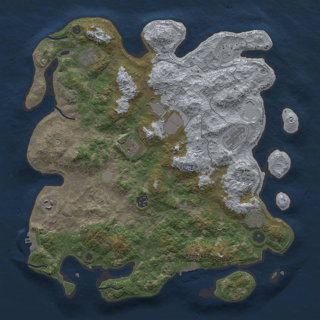 Rust Map: Procedural Map, Size: 4000, Seed: 223617, 16 Monuments