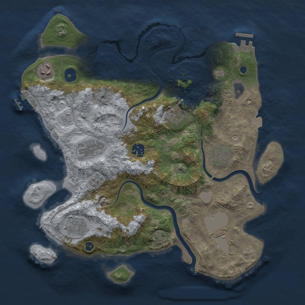 Rust Map: Procedural Map, Size: 3500, Seed: 320695458, 14 Monuments