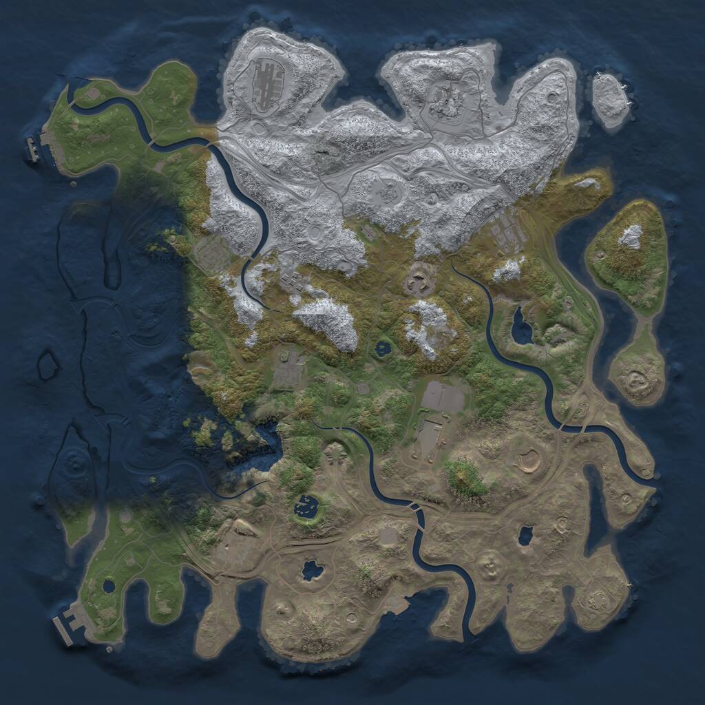 Rust Map: Procedural Map, Size: 4500, Seed: 574904440, 17 Monuments