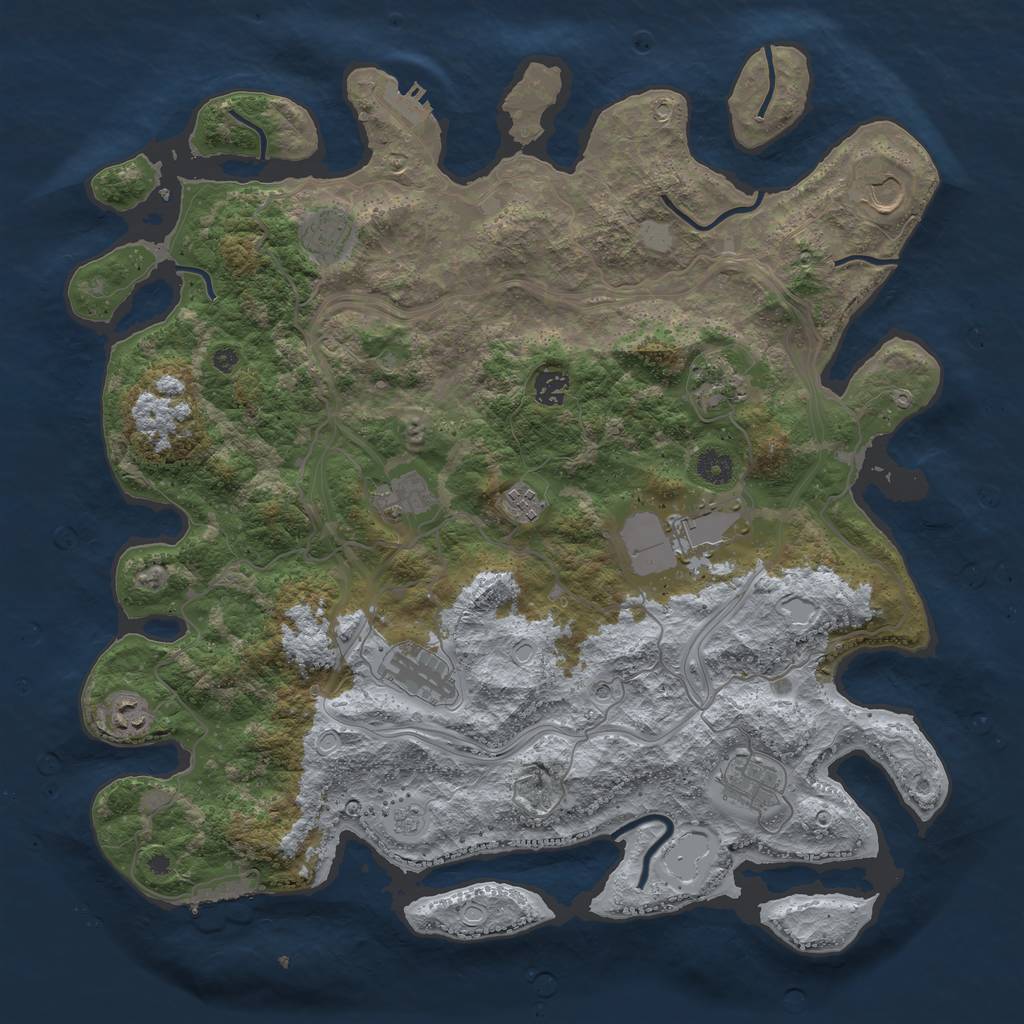 Rust Map: Procedural Map, Size: 4250, Seed: 1151886179, 17 Monuments