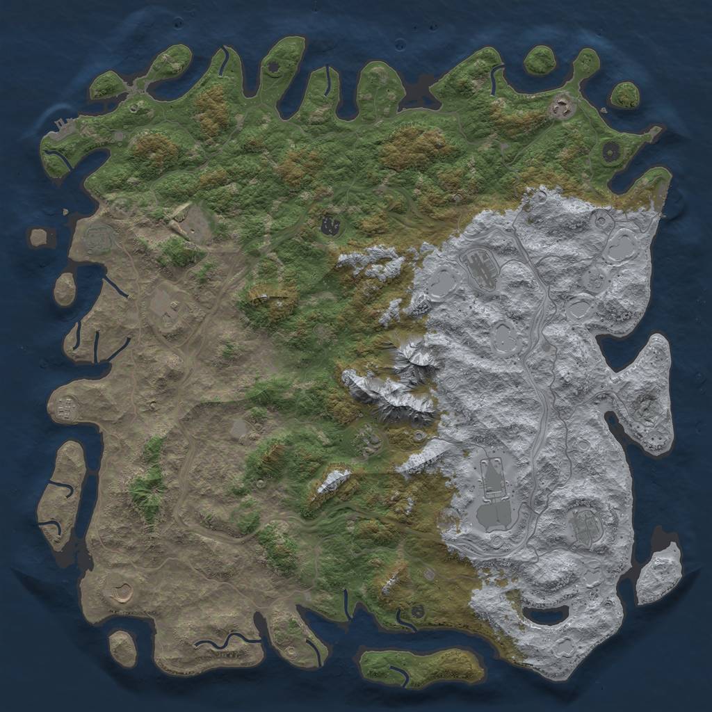 Rust Map: Procedural Map, Size: 5500, Seed: 102030, 18 Monuments