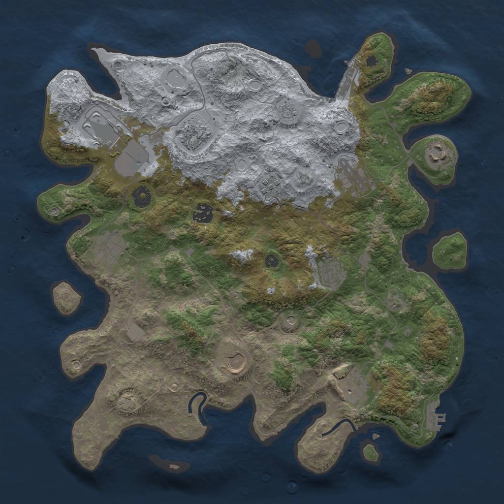 Rust Map: Procedural Map, Size: 3700, Seed: 1545446733, 18 Monuments