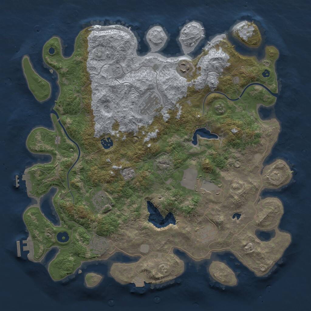 Rust Map: Procedural Map, Size: 4000, Seed: 670532, 14 Monuments