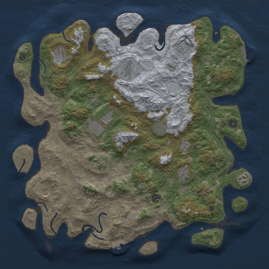 Rust Map: Procedural Map, Size: 4500, Seed: 433344630, 18 Monuments