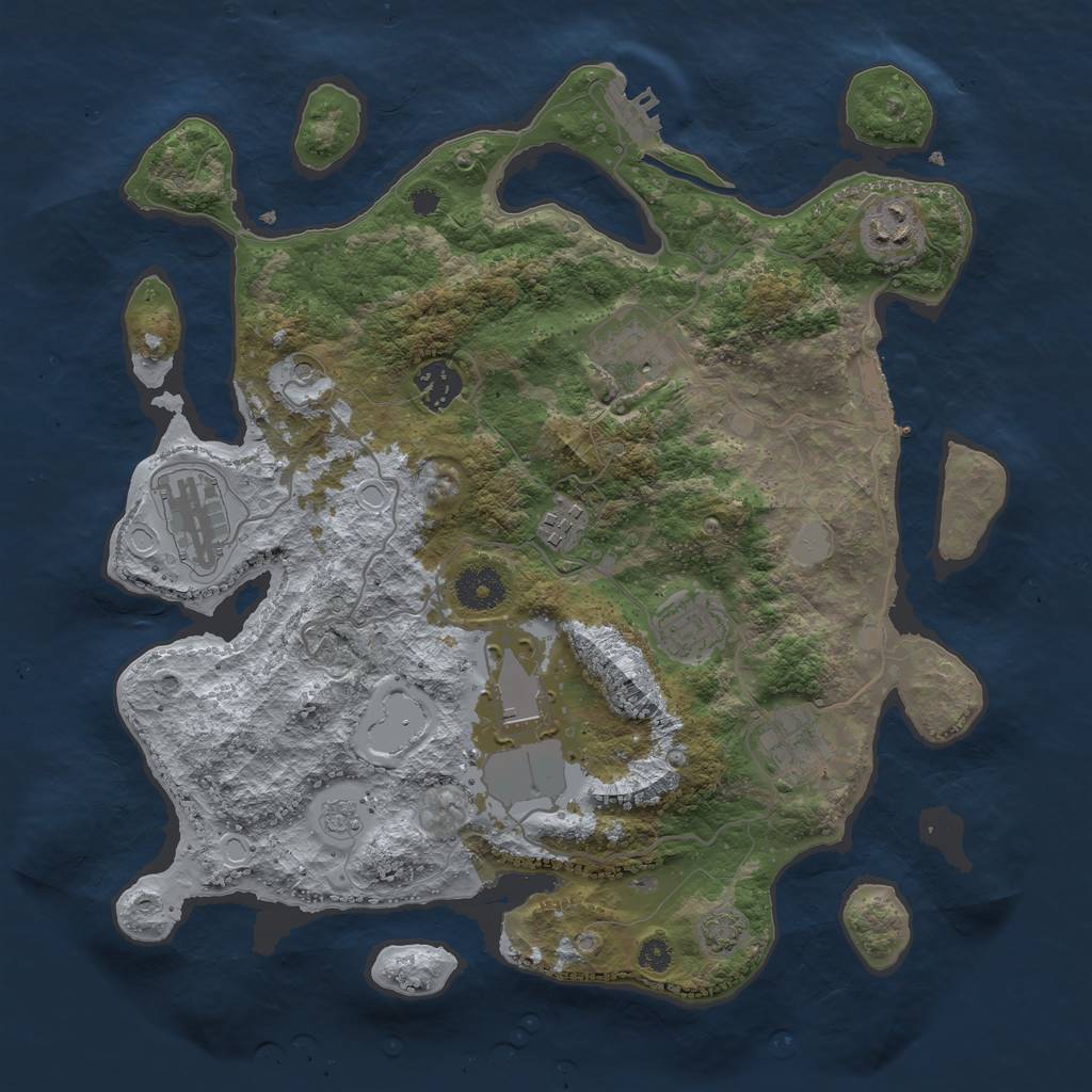 Rust Map: Procedural Map, Size: 3500, Seed: 1729735020, 16 Monuments